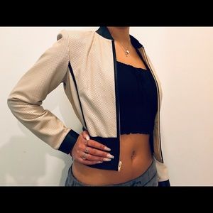 Womens Bebe Bomber Jacket, Genuine Leather XS